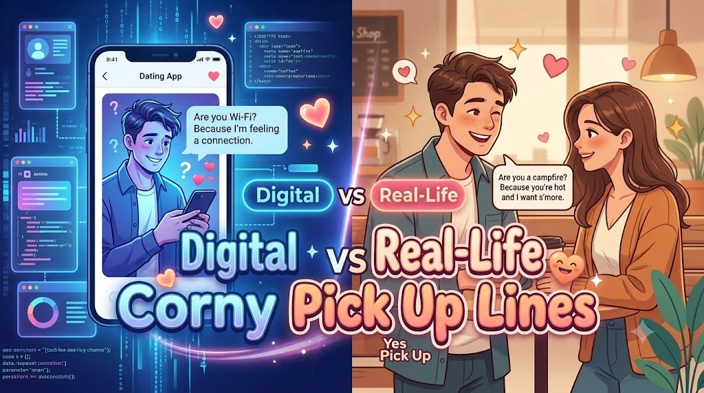 Digital vs Real-Life Corny Pick Up Lines