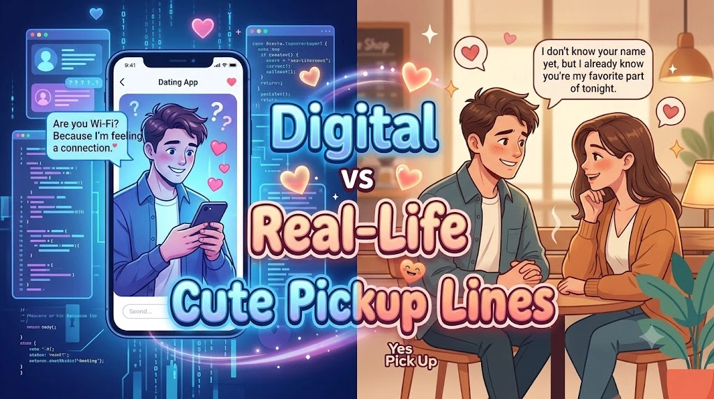 Digital vs Real-Life Cute Pickup Lines