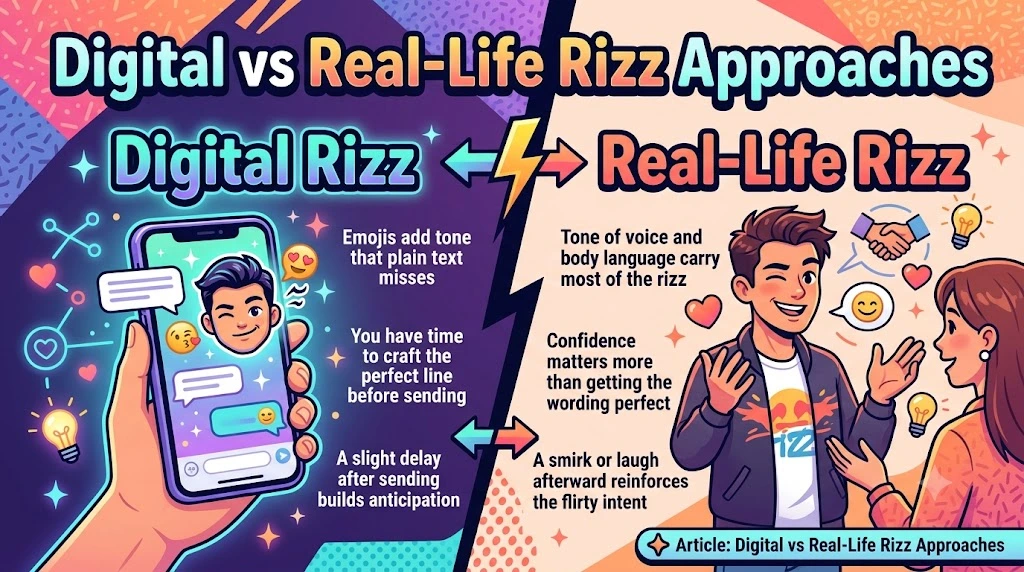Digital vs Real-Life Rizz Approaches